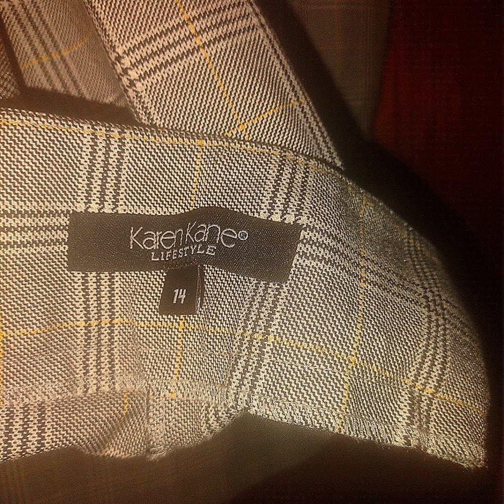 Karen Kane Lifestyle Dress pants, Size 14 Tall, black, white, yellow and gray